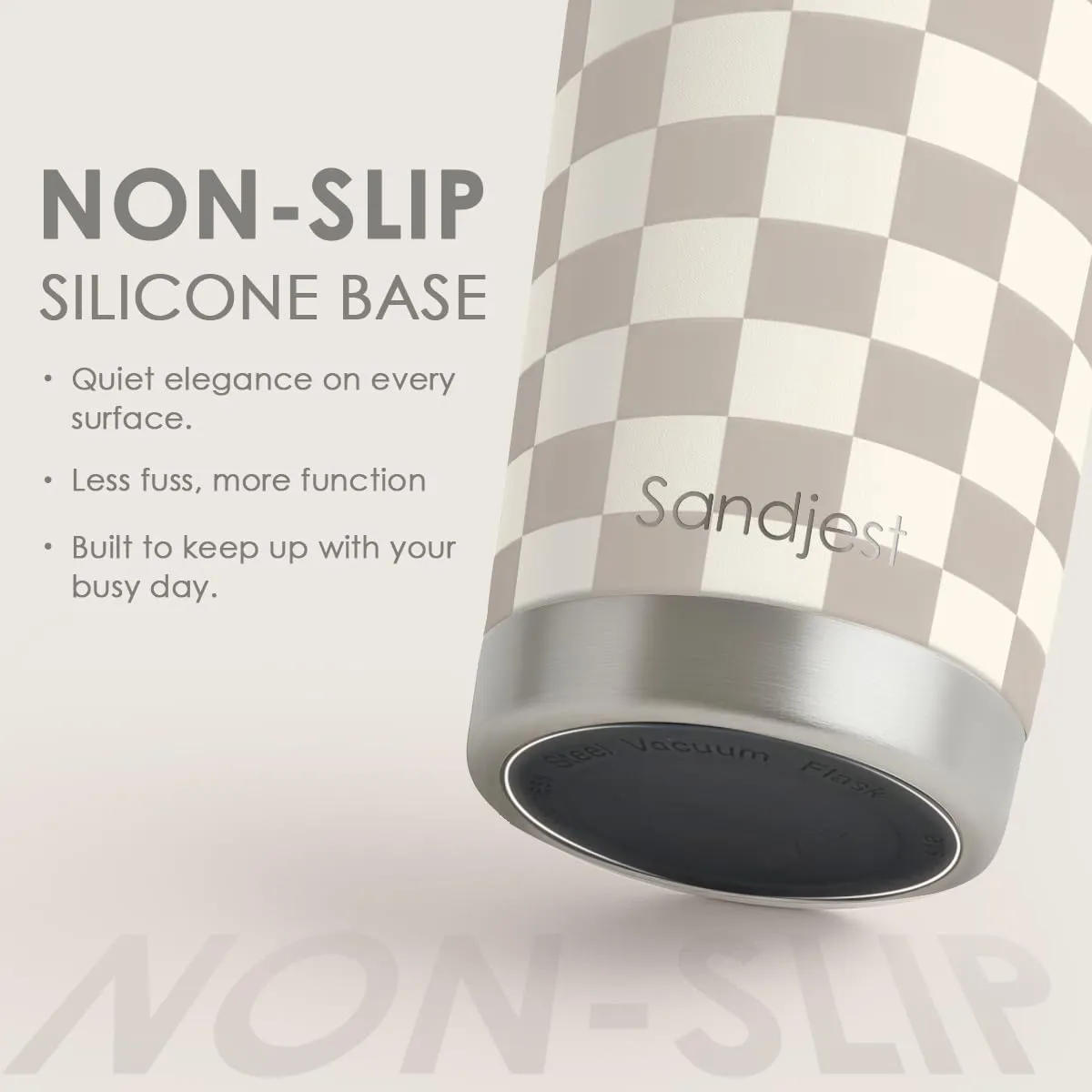 SANDJEST Checkered Tumbler 20oz Stainless Steel Insulated, Checker Travel Coffee Cup, Bow Gifts for Women Girls Teen, Birthday Christmas (Beige)