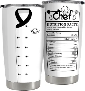 SANDJEST Chef Tumbler 20oz Stainless Steel Insulated Tumblers Coffee Travel Mug Cup Chefs Gifts for Birthday, Christmas, Cook Lovers