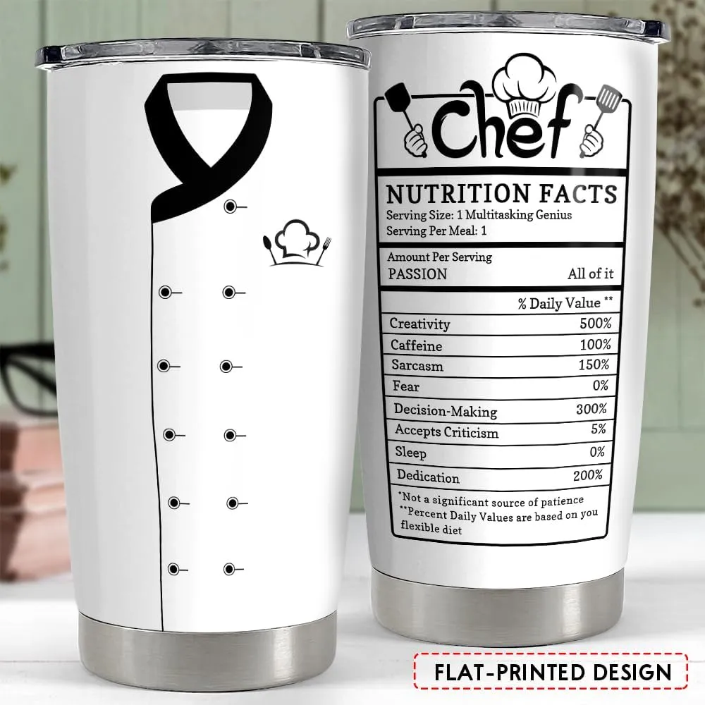 SANDJEST Chef Tumbler 20oz Stainless Steel Insulated Tumblers Coffee Travel Mug Cup Chefs Gifts for Birthday, Christmas, Cook Lovers