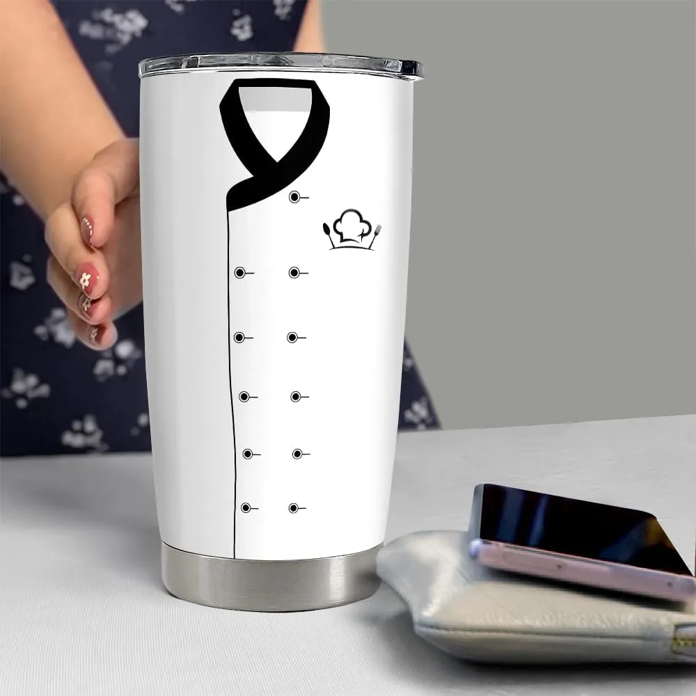 SANDJEST Chef Tumbler 20oz Stainless Steel Insulated Tumblers Coffee Travel Mug Cup Chefs Gifts for Birthday, Christmas, Cook Lovers