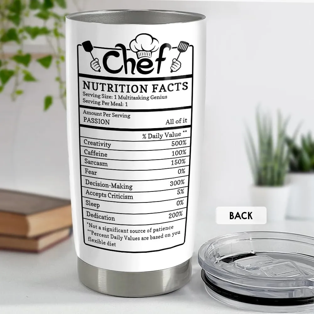 SANDJEST Chef Tumbler 20oz Stainless Steel Insulated Tumblers Coffee Travel Mug Cup Chefs Gifts for Birthday, Christmas, Cook Lovers