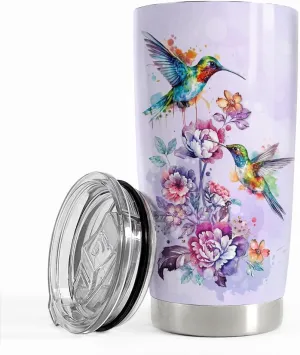 SANDJEST Hummingbird Tumbler 20oz Stainless Steel Insulated Coffee Travel Mug - Gift for Women, Girls, Birthday, Christmas