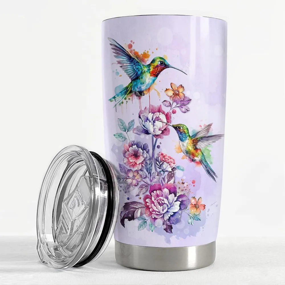 SANDJEST Hummingbird Tumbler 20oz Stainless Steel Insulated Coffee Travel Mug - Gift for Women, Girls, Birthday, Christmas