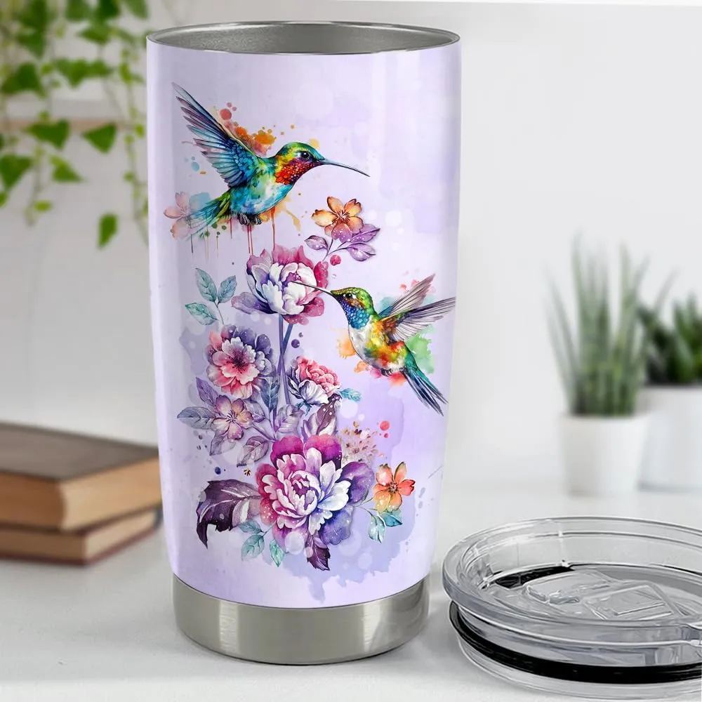 SANDJEST Hummingbird Tumbler 20oz Stainless Steel Insulated Coffee Travel Mug - Gift for Women, Girls, Birthday, Christmas