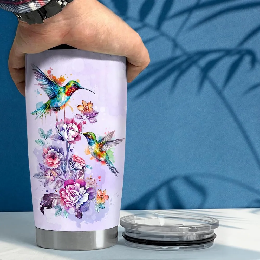 SANDJEST Hummingbird Tumbler 20oz Stainless Steel Insulated Coffee Travel Mug - Gift for Women, Girls, Birthday, Christmas