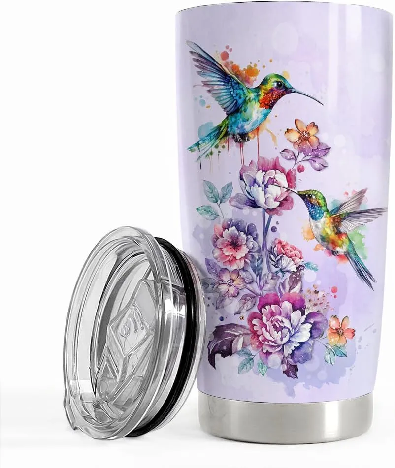 SANDJEST Hummingbird Tumbler 20oz Stainless Steel Insulated Coffee Travel Mug - Gift for Women, Girls, Birthday, Christmas