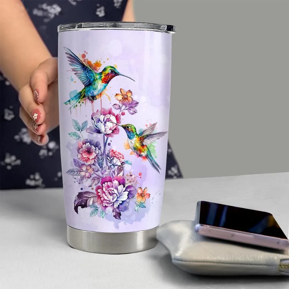 SANDJEST Hummingbird Tumbler 20oz Stainless Steel Insulated Coffee Travel Mug - Gift for Women, Girls, Birthday, Christmas
