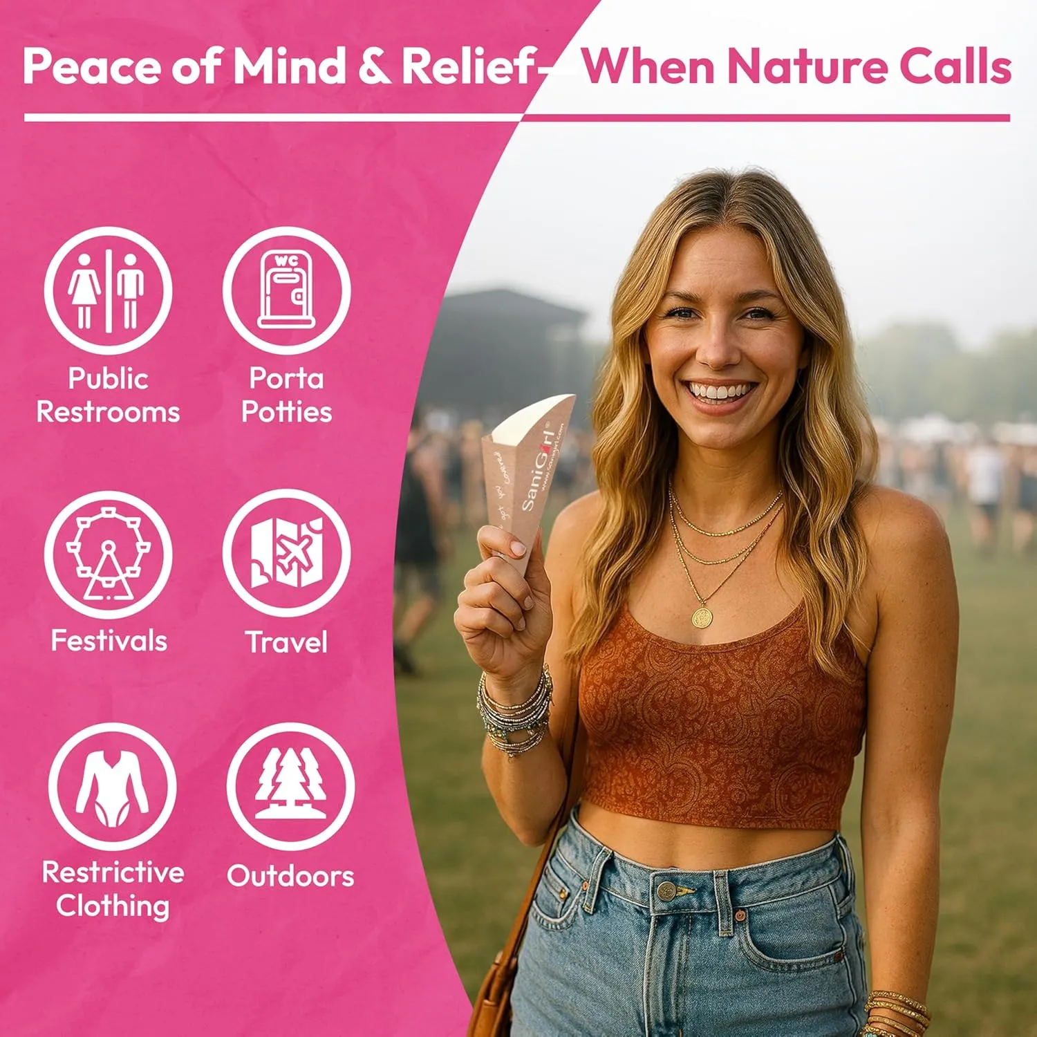 SaniGirl Pee Funnel for Women - Female Urinals for Women - Disposable Recyclable, Womens Pee Funnel for Travel & Camping Essentials, Leak-Proof Female Urination Device for Outdoors & Travel (20 Pack)