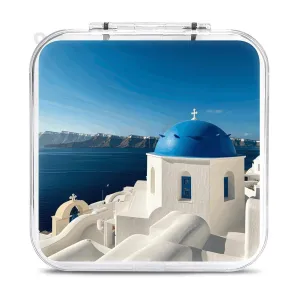 Santorini Greek Sea View Switch Game Case Switch Game Holder Cartridge Case Storage 12 Games & 2 Micro Sd Card Slots, Travel Carry Cases, Portable Games Card Storage, Hard Shell, Buckle Closure