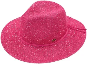 ScarvesMe Women's Classic Knitted Sequin Wide Brim Panama Sun Hat
