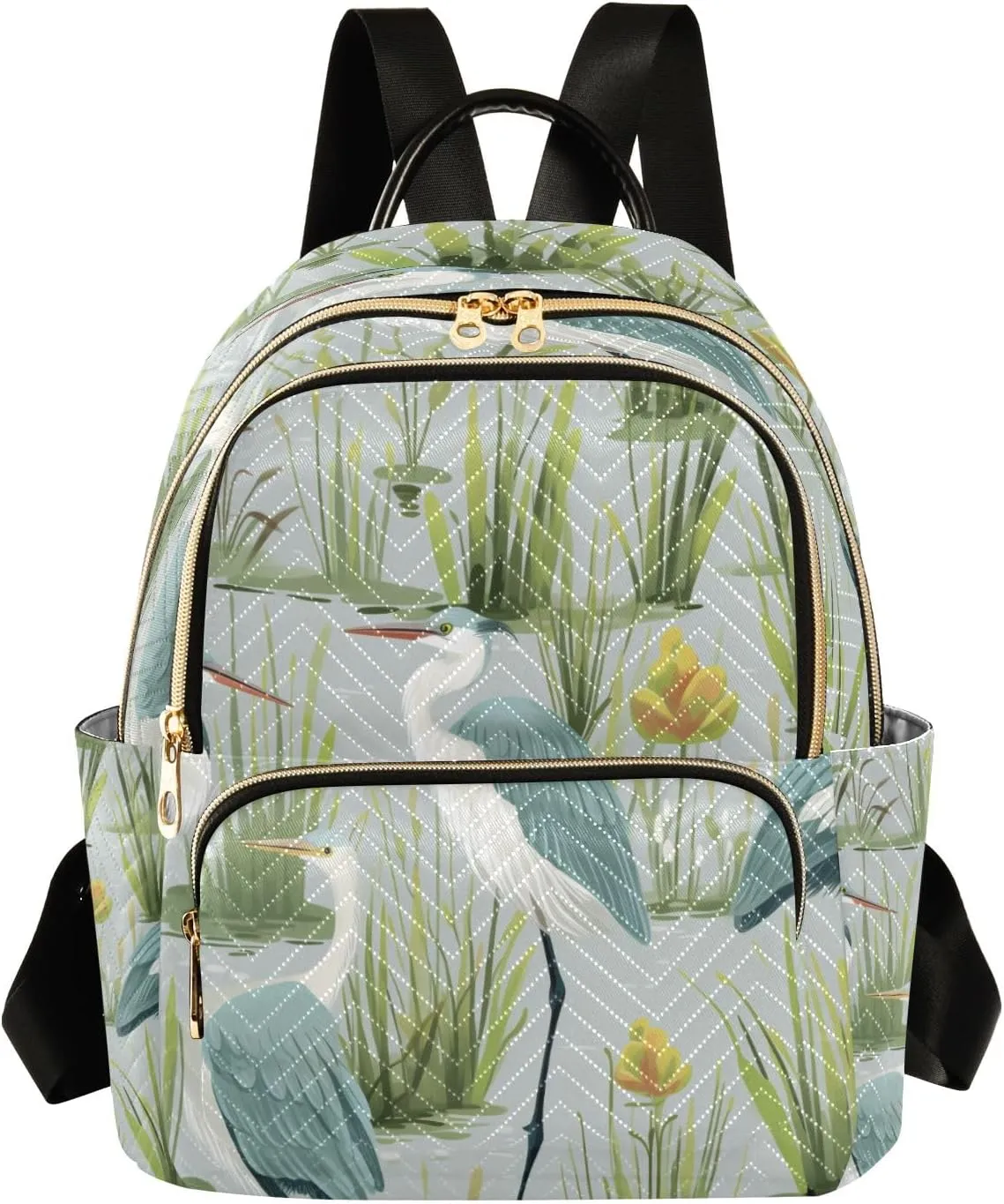 senya Heron Bird Swamp Grass Women Backpack Purse Travel Daypack Shoulder Bag