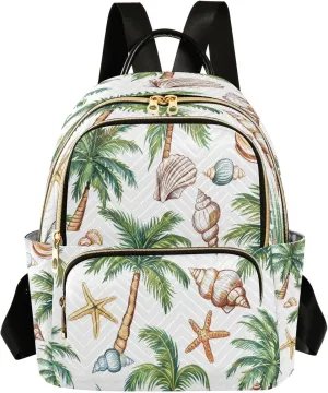 senya Shells Palm Trees Women Backpack Purse Travel Daypack Shoulder Bag