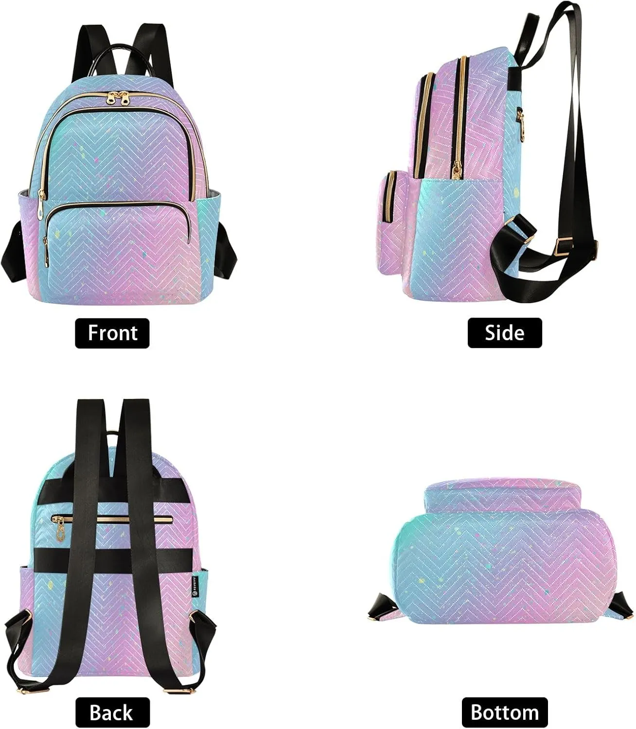 senya Unicorn Background with Rainbow Women Backpack Purse Travel Daypack Shoulder Bag