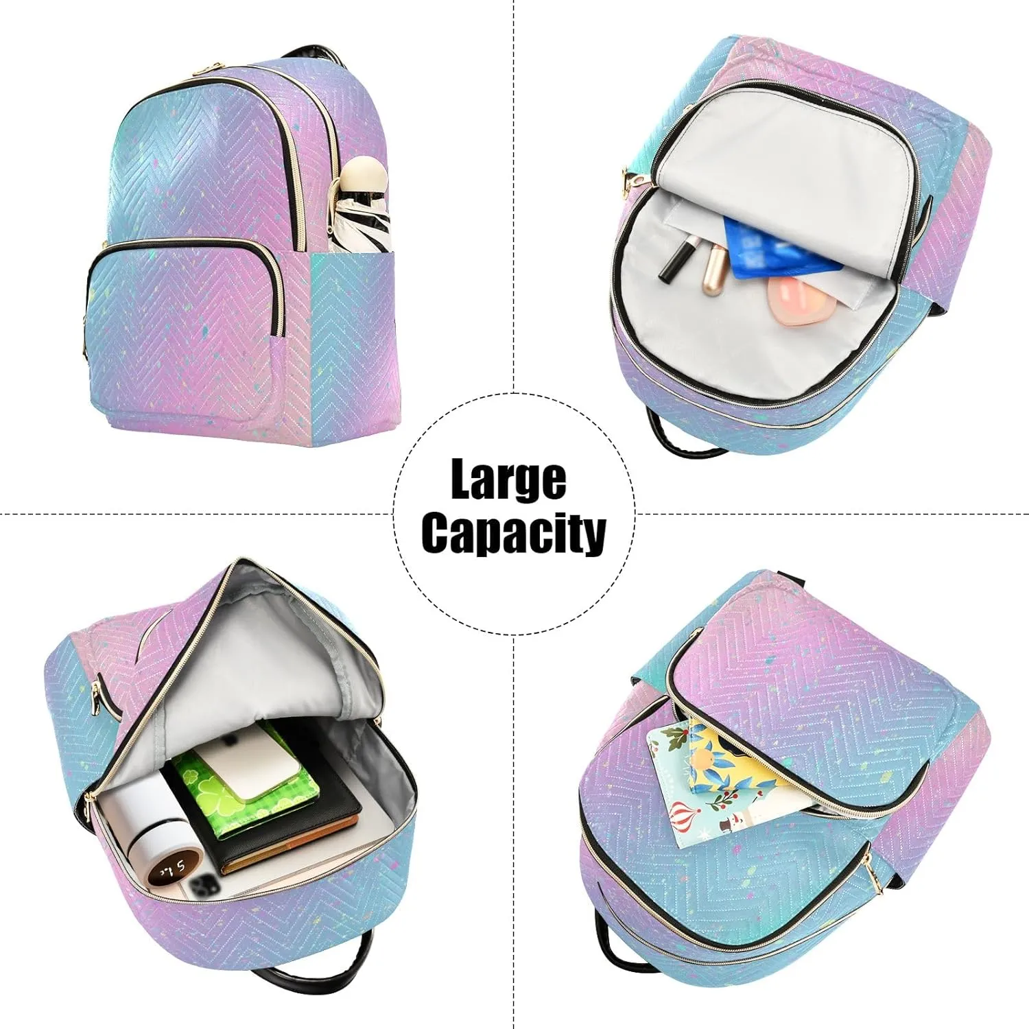 senya Unicorn Background with Rainbow Women Backpack Purse Travel Daypack Shoulder Bag