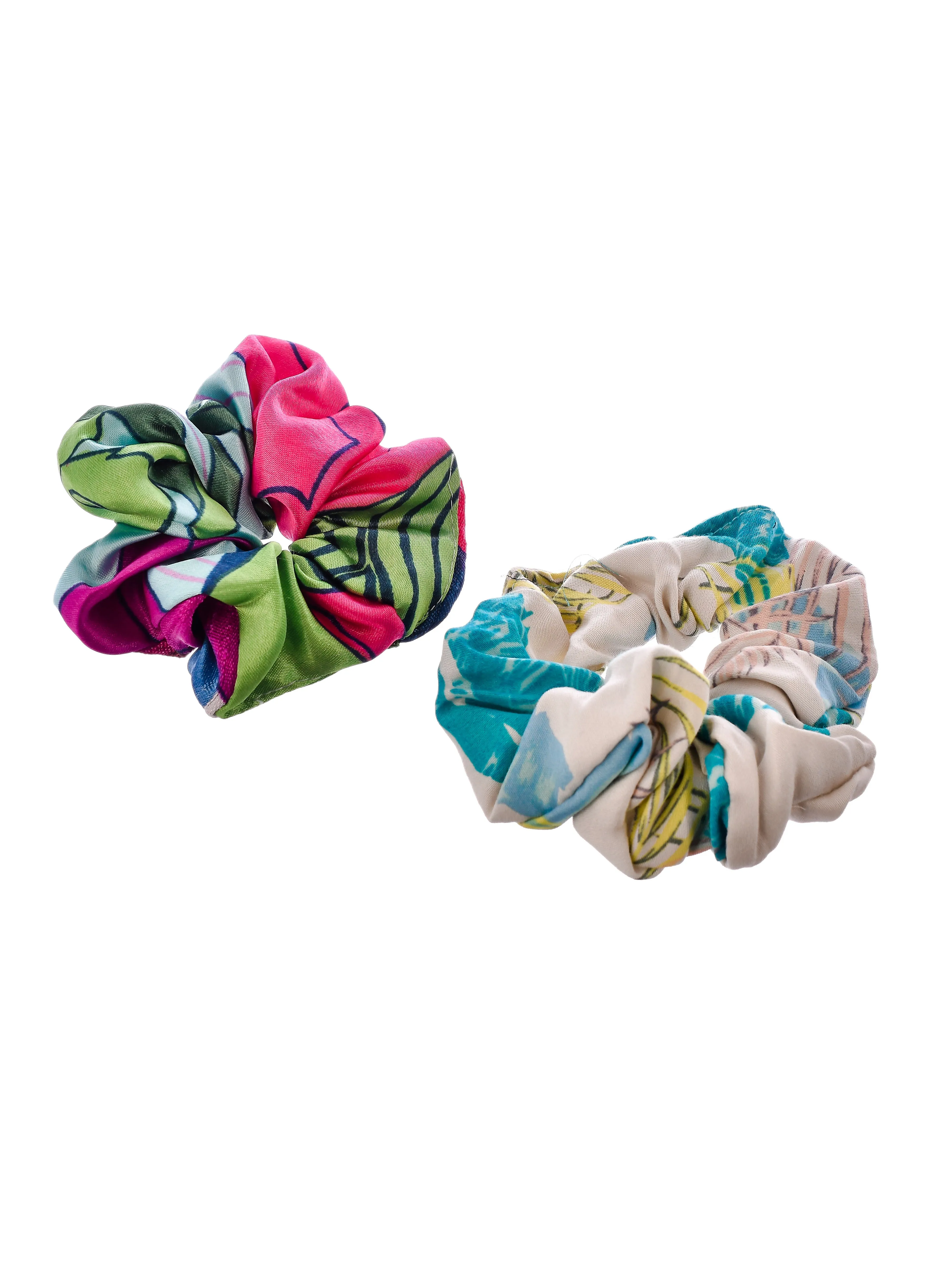 Set of 6 Multi Colored Printed Ponytail Holders