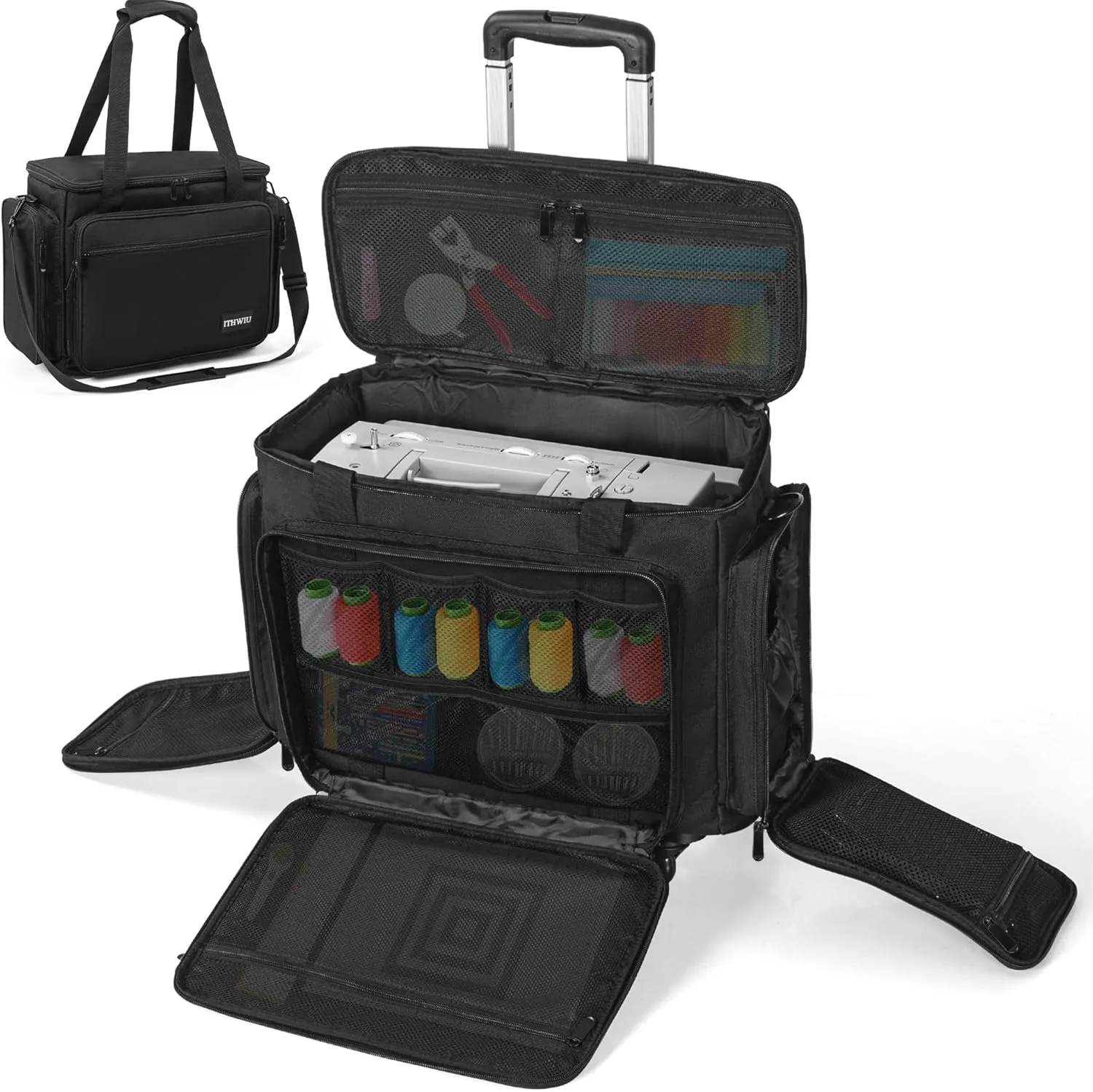 Sewing Machine Carrying Case with Multiple Storage Pockets for Accessories, Universal Tote Storage Bag