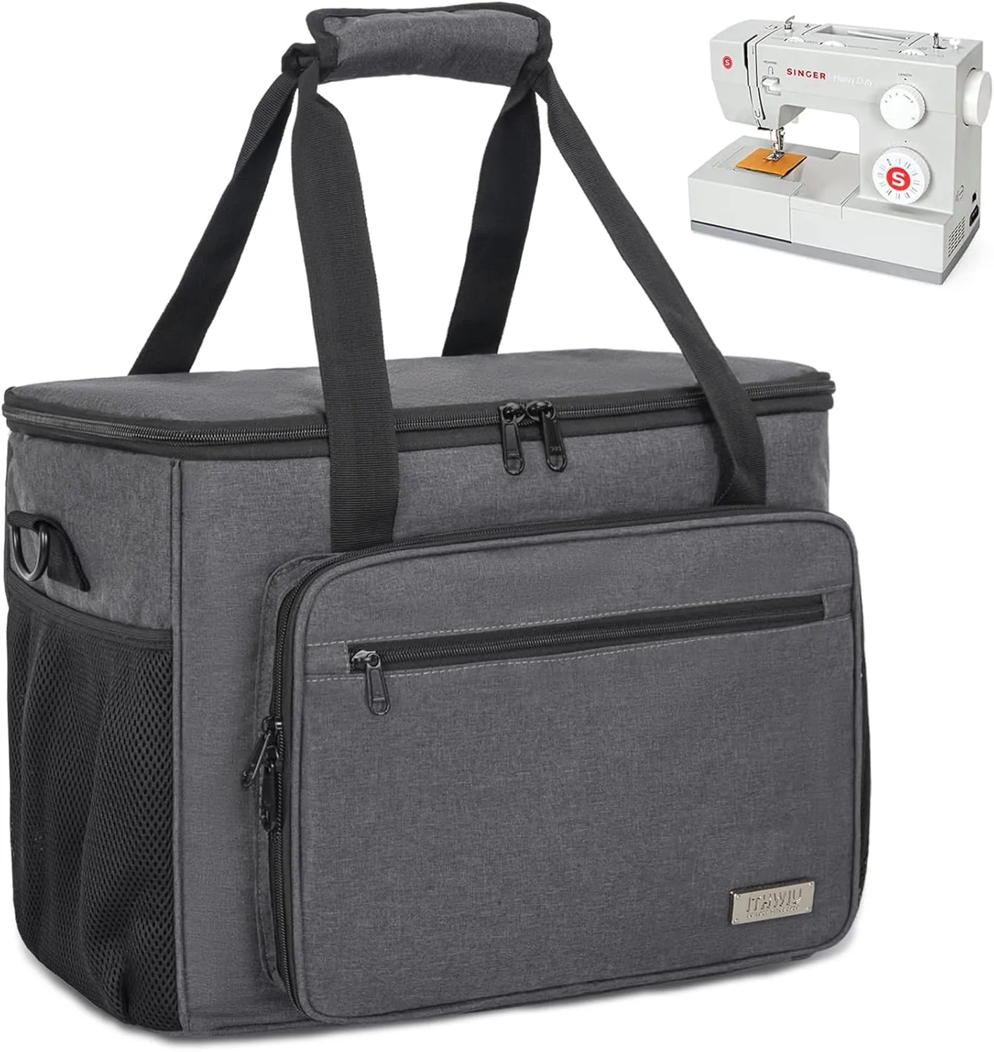 Sewing Machine Carrying Case with Multiple Storage Pockets for Accessories, Universal Tote Storage Bag