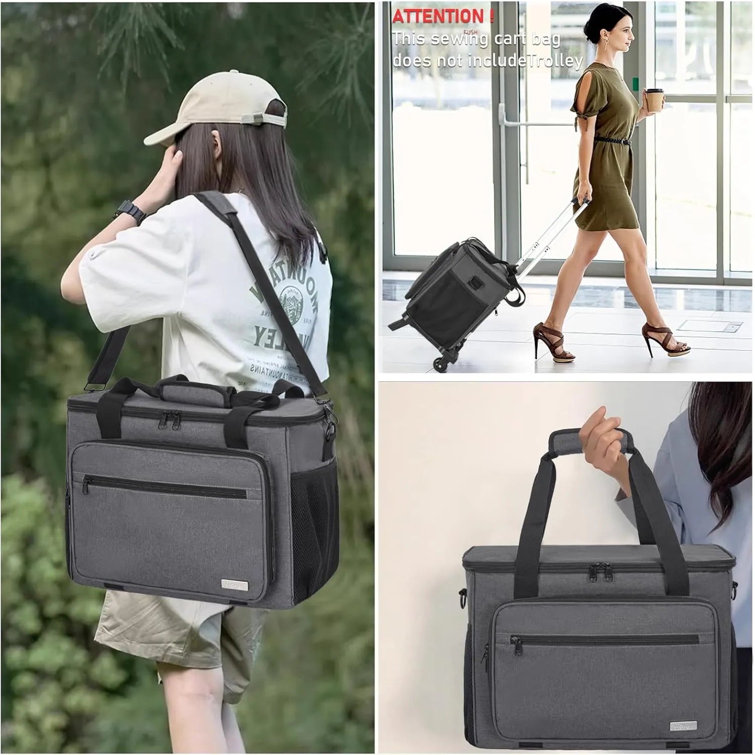 Sewing Machine Carrying Case with Multiple Storage Pockets for Accessories, Universal Tote Storage Bag