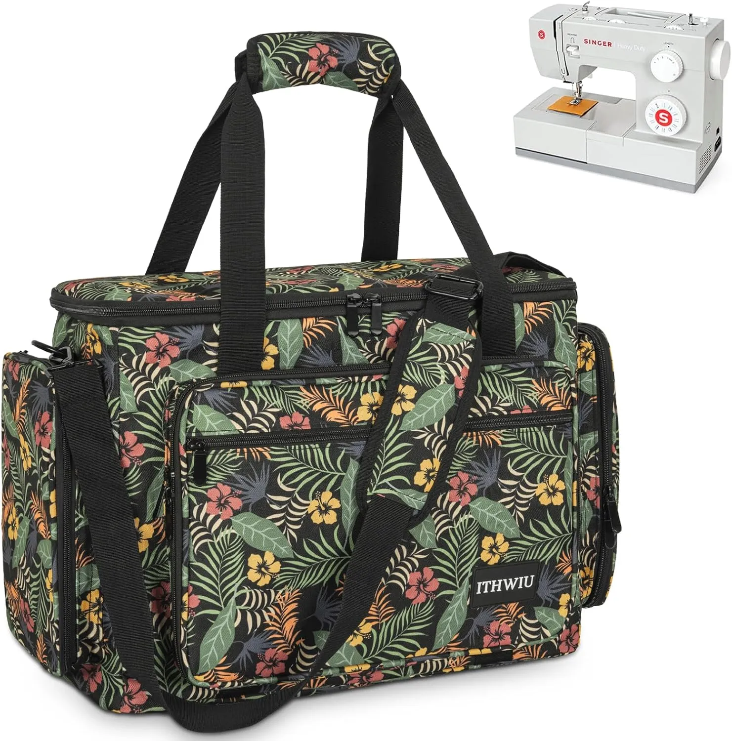 Sewing Machine Carrying Case with Multiple Storage Pockets for Accessories, Universal Tote Storage Bag