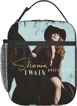 Shania Great Artist Twain Insulated Lunch Bags Reusable Lunch Tote Bag Zipper Cooler Bag Meal Holder Lunch Container with Side Pocket Convenient Lunch Handbag for Travel