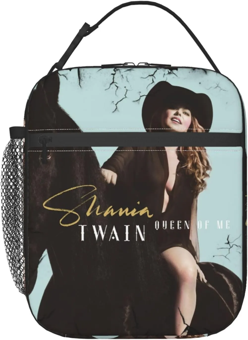 Shania Great Artist Twain Insulated Lunch Bags Reusable Lunch Tote Bag Zipper Cooler Bag Meal Holder Lunch Container with Side Pocket Convenient Lunch Handbag for Travel