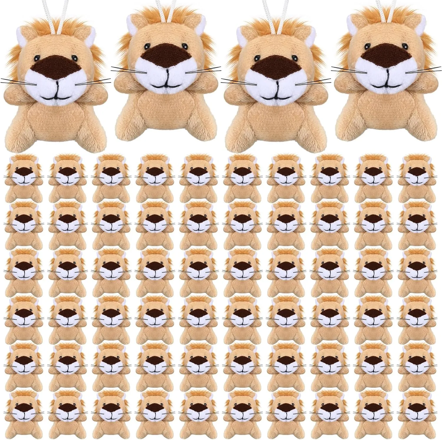 Shappy 100 Pcs Mini Animal Lion Plush Toys Small Stuffed Animals Bulk Mini Keychains Soft Cute Tiny Plushies for Birthday Gifts, Party Favors, Prizes, Carnival Prizes