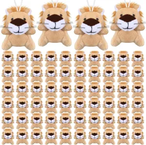 Shappy 100 Pcs Mini Animal Lion Plush Toys Small Stuffed Animals Bulk Mini Keychains Soft Cute Tiny Plushies for Birthday Gifts, Party Favors, Prizes, Carnival Prizes