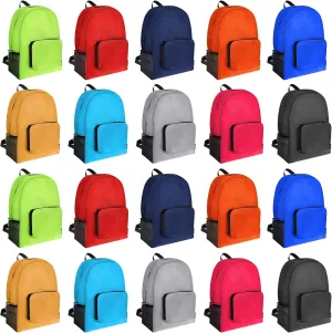 Sherr 20 Pack Foldable Backpacks Lightweight Backpack Bulk Travel Bag Classic Mix Colors Bags Outdoor Travel School Supplies(Bright Color)