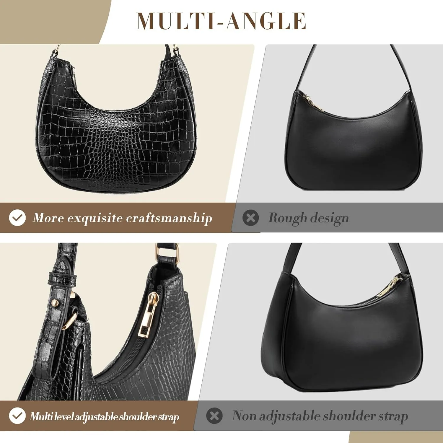 Shoulder Bags for Women,Classic Cute Hobo Tote Handbag Mini Clutch Purse with Zipper Closure