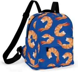 Shrimp Pattern Sea Food Backpack Shoulders Bag Sports Backpack for Party Business Travel