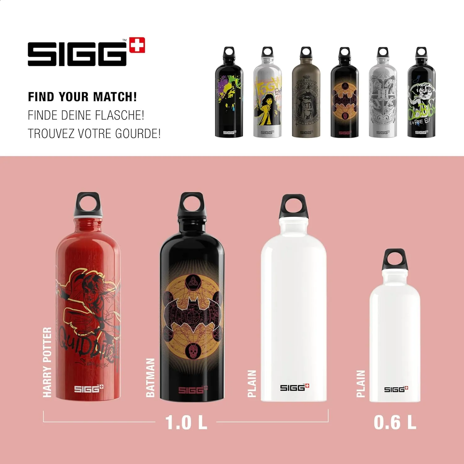 Sigg - Aluminium Water Bottle - Traveller Quidditch - Climate Neutral Certified - Suitable For Carbonated Beverages - Leakproof - Lightweight - BPA Free - Red - 1L