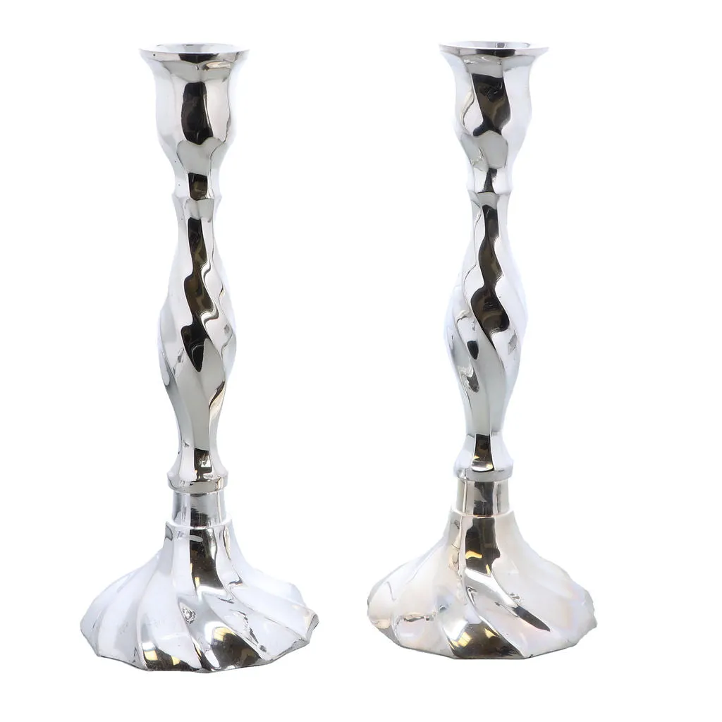 Silver Plated Shabbat Candle Holders Pair in Gift Box