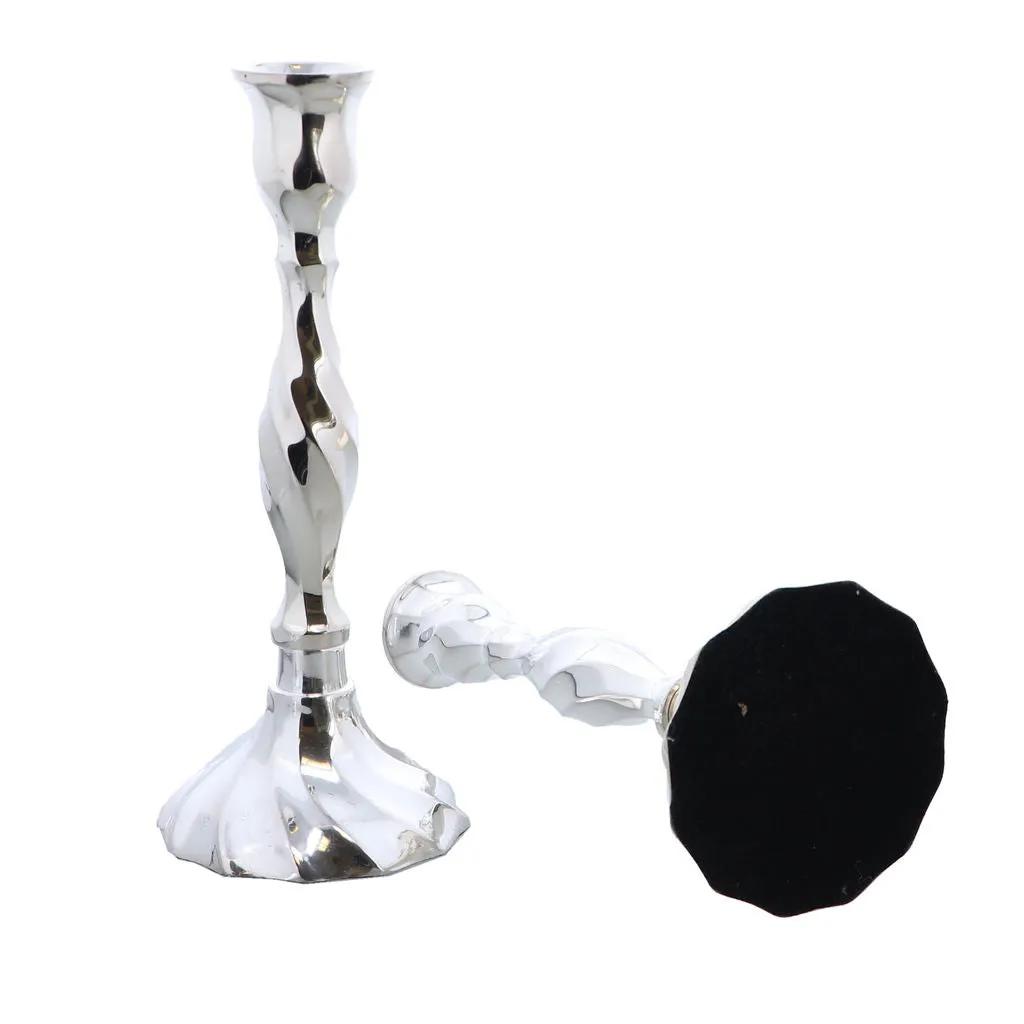 Silver Plated Shabbat Candle Holders Pair in Gift Box