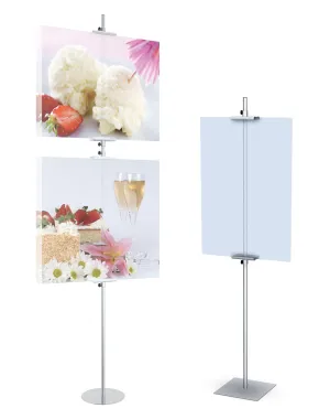 Simple Sign Holder | 96 High | Square Base | Silver