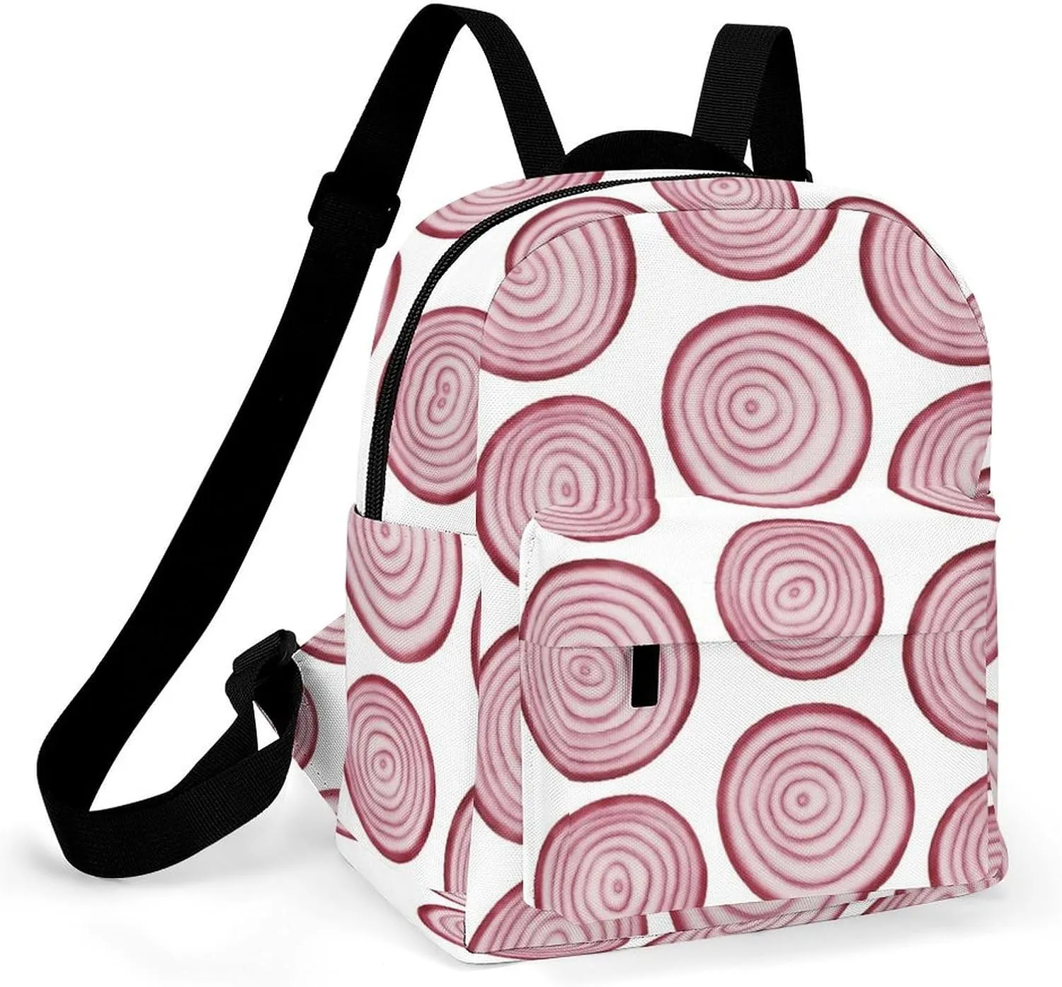 Slice Red Onion Rings Pattern Backpacks Laptop Mini Backpacks for Women Travel Shoulder Bag Bookbag Rucksack Daypack 10 Inch