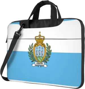 Slim Laptop Shoulder Bag Briefcase Notebook Handbag Computer Carrying Case Flag of San Marino Print 15.6in