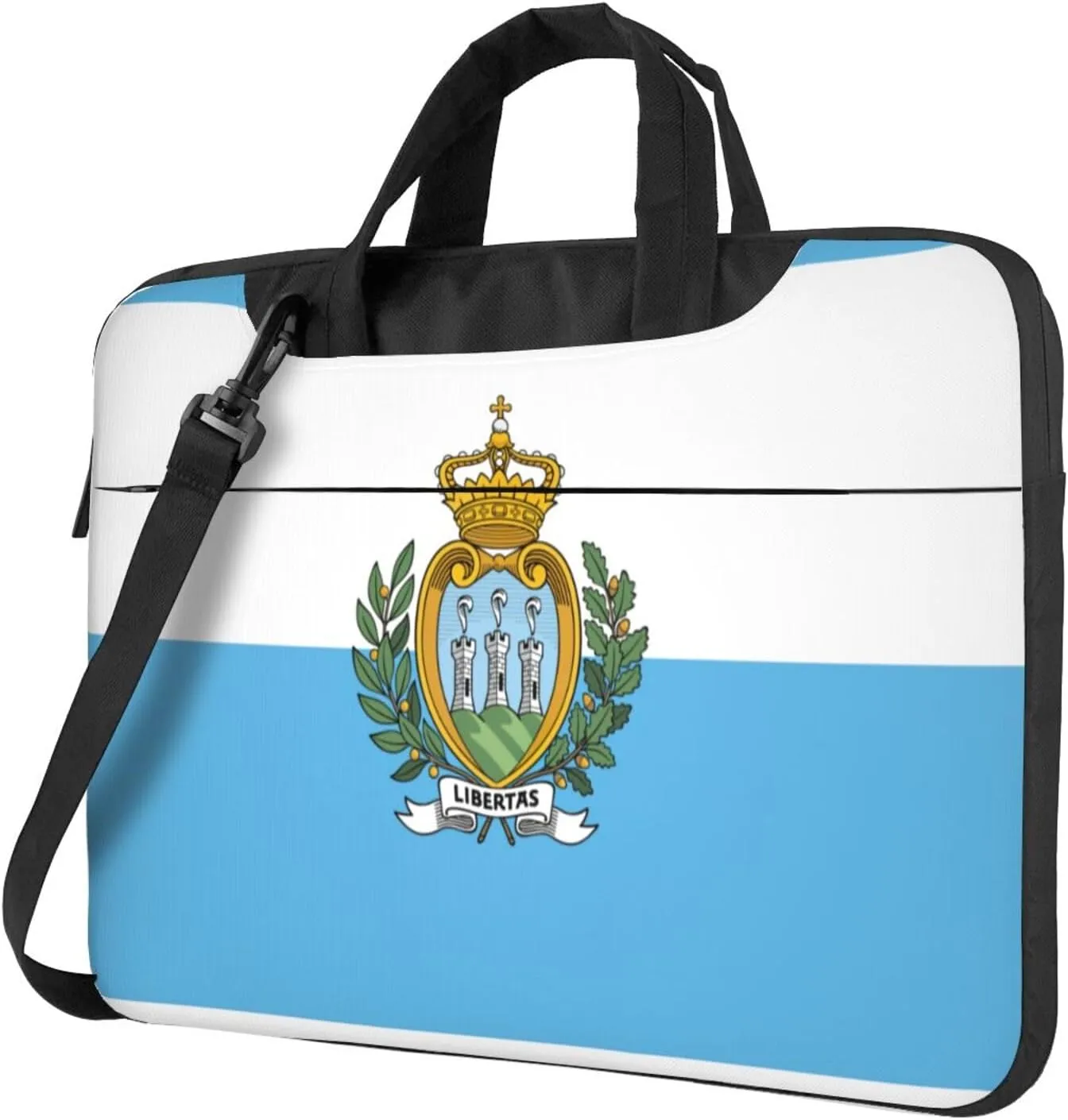 Slim Laptop Shoulder Bag Briefcase Notebook Handbag Computer Carrying Case Flag of San Marino Print 15.6in