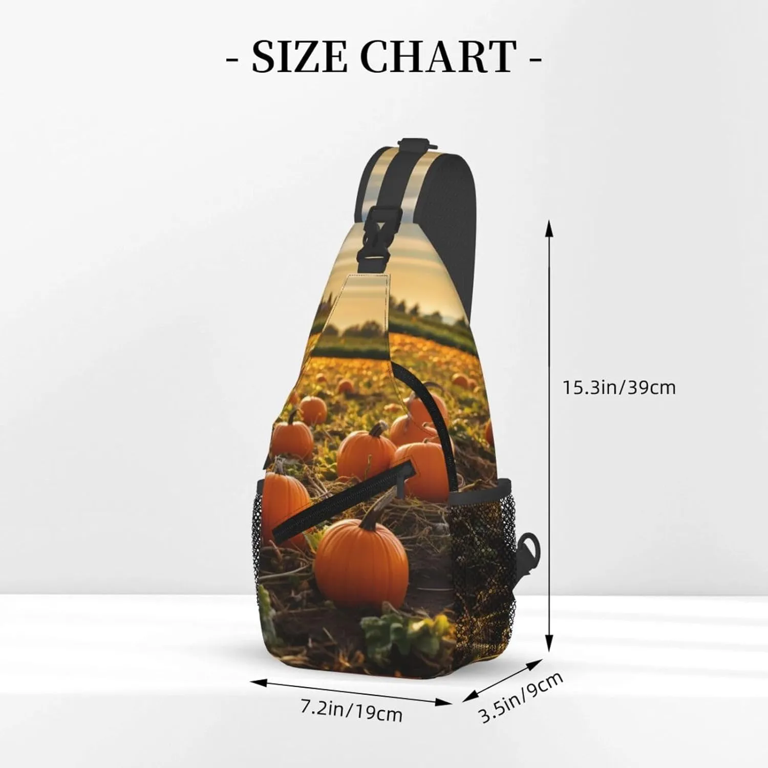 Sling Bag for Women Men Crossbody Bag Sling Backpack Pumpkins on the ground Cross Body Bag Adjustable Chest Bag