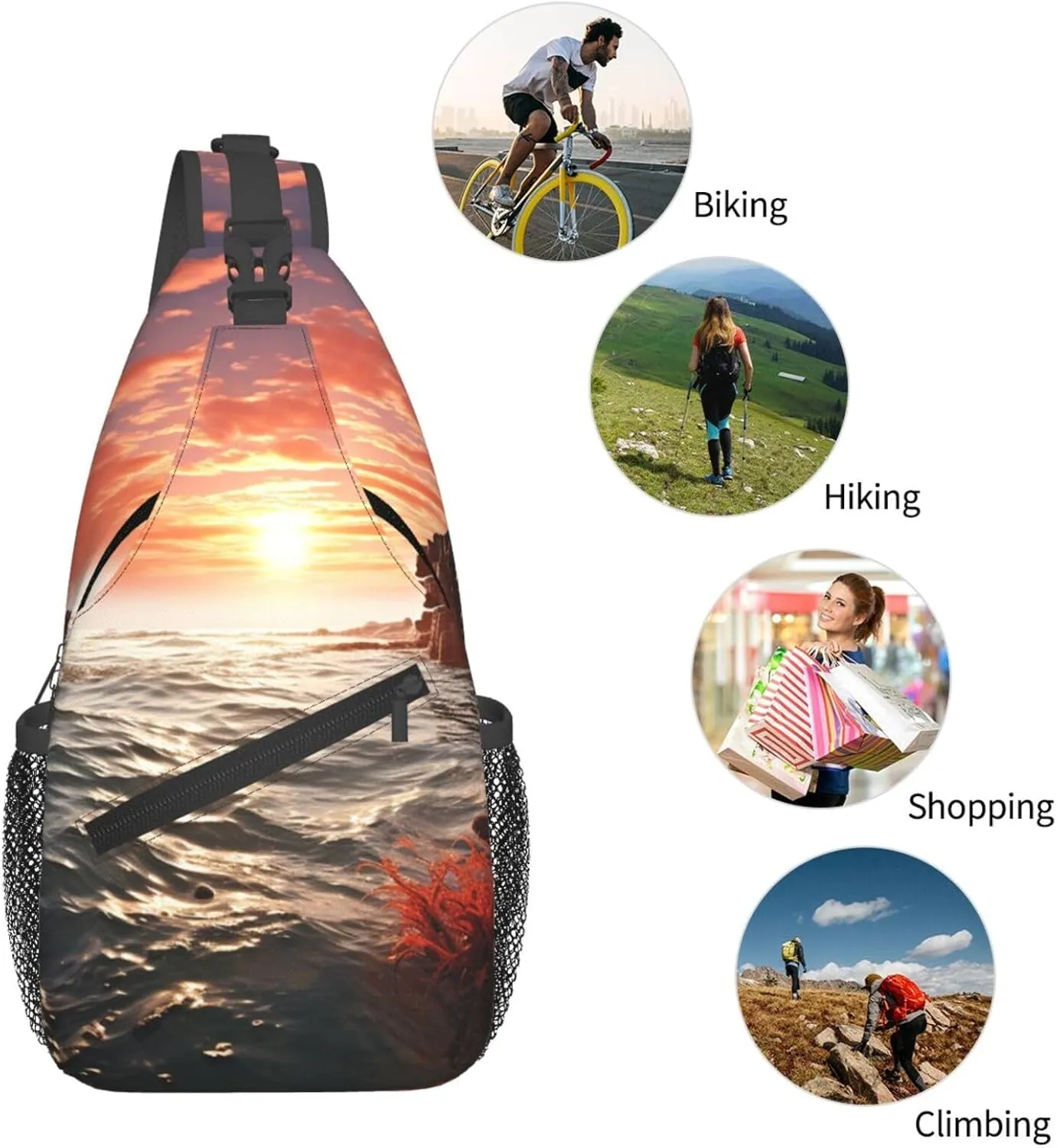 Sling Bag for Women Men Crossbody Bag Sling Backpack Red Beach Reef Cross Body Bag Adjustable Chest Bag