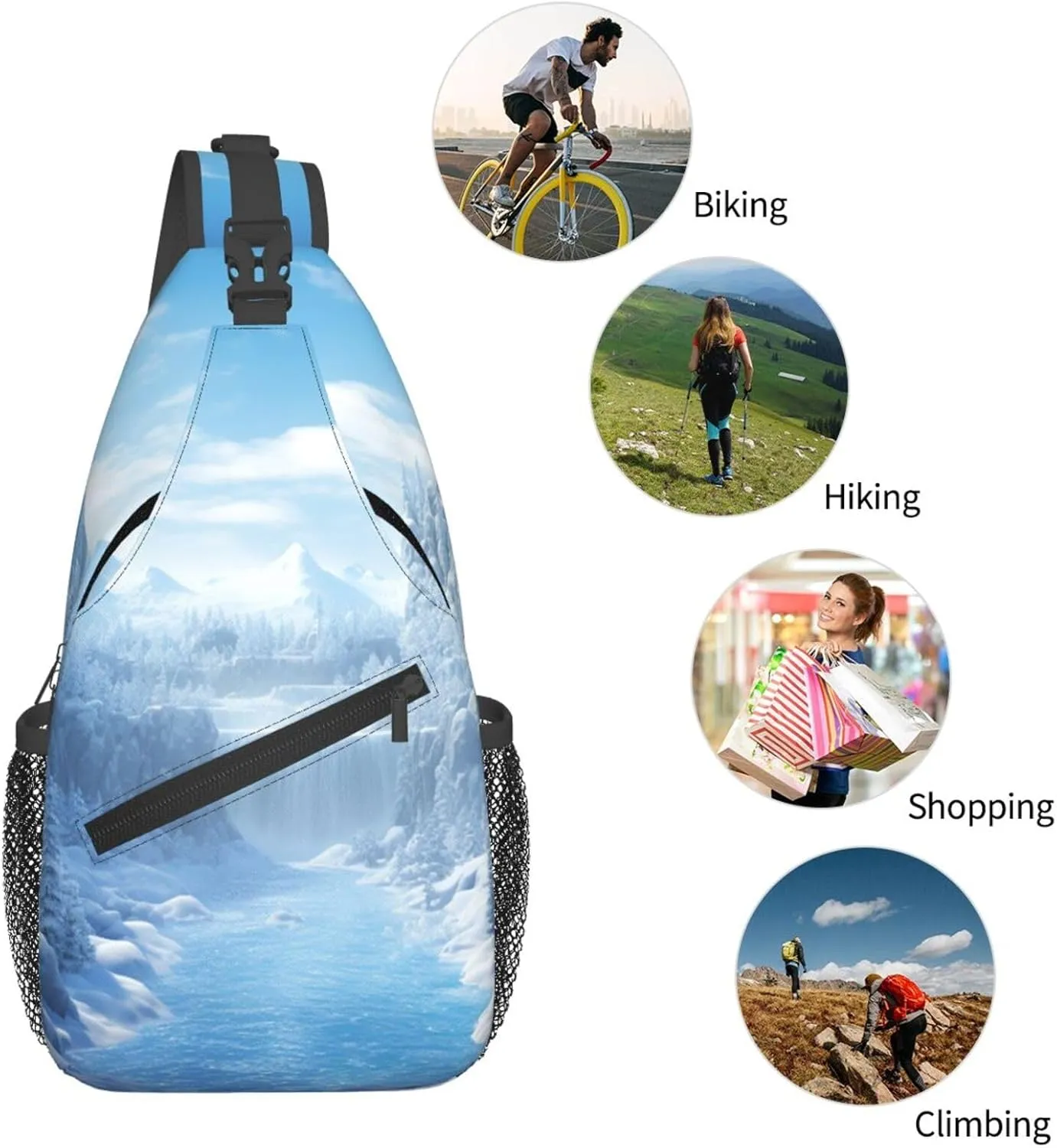 Sling Bag for Women Men Crossbody Bag Sling Backpack Snow Ice World Cross Body Bag Adjustable Chest Bag