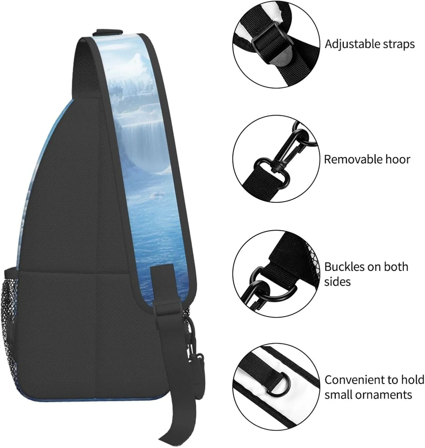 Sling Bag for Women Men Crossbody Bag Sling Backpack Snow Ice World Cross Body Bag Adjustable Chest Bag