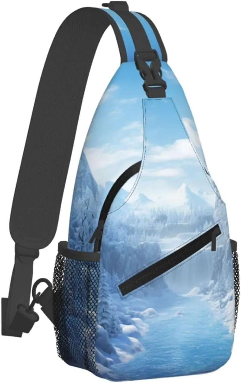 Sling Bag for Women Men Crossbody Bag Sling Backpack Snow Ice World Cross Body Bag Adjustable Chest Bag