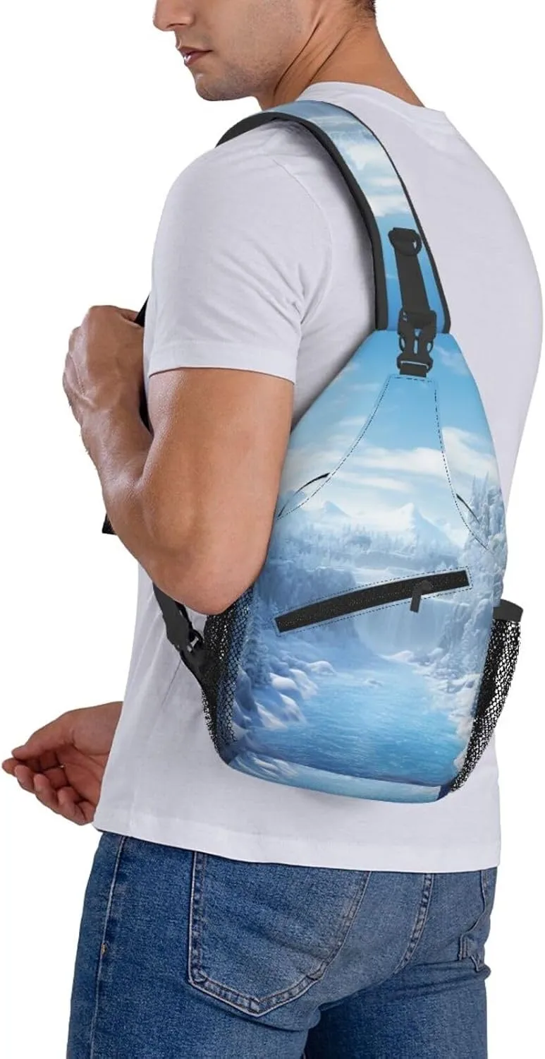 Sling Bag for Women Men Crossbody Bag Sling Backpack Snow Ice World Cross Body Bag Adjustable Chest Bag