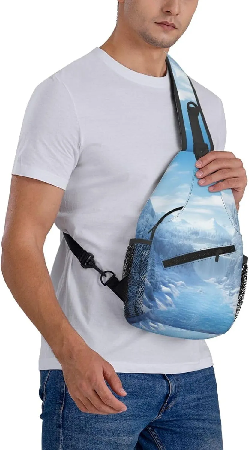 Sling Bag for Women Men Crossbody Bag Sling Backpack Snow Ice World Cross Body Bag Adjustable Chest Bag