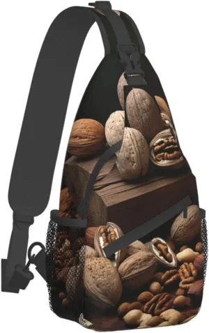 Sling Bag for Women Men Crossbody Bag Small Sling Backpack Various Nuts Chest Bag Hiking Daypack