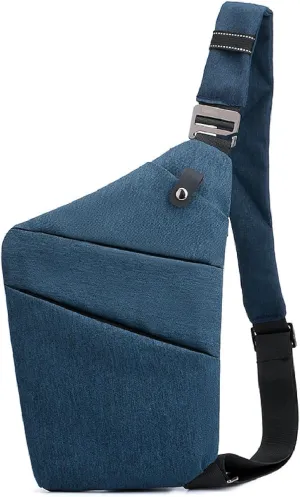 Sling Crossbody Bags Anti-Thief Slim Personal Chest Bags Waterproof Purse Handbag Backpack for Travel Camping,Blue,Right