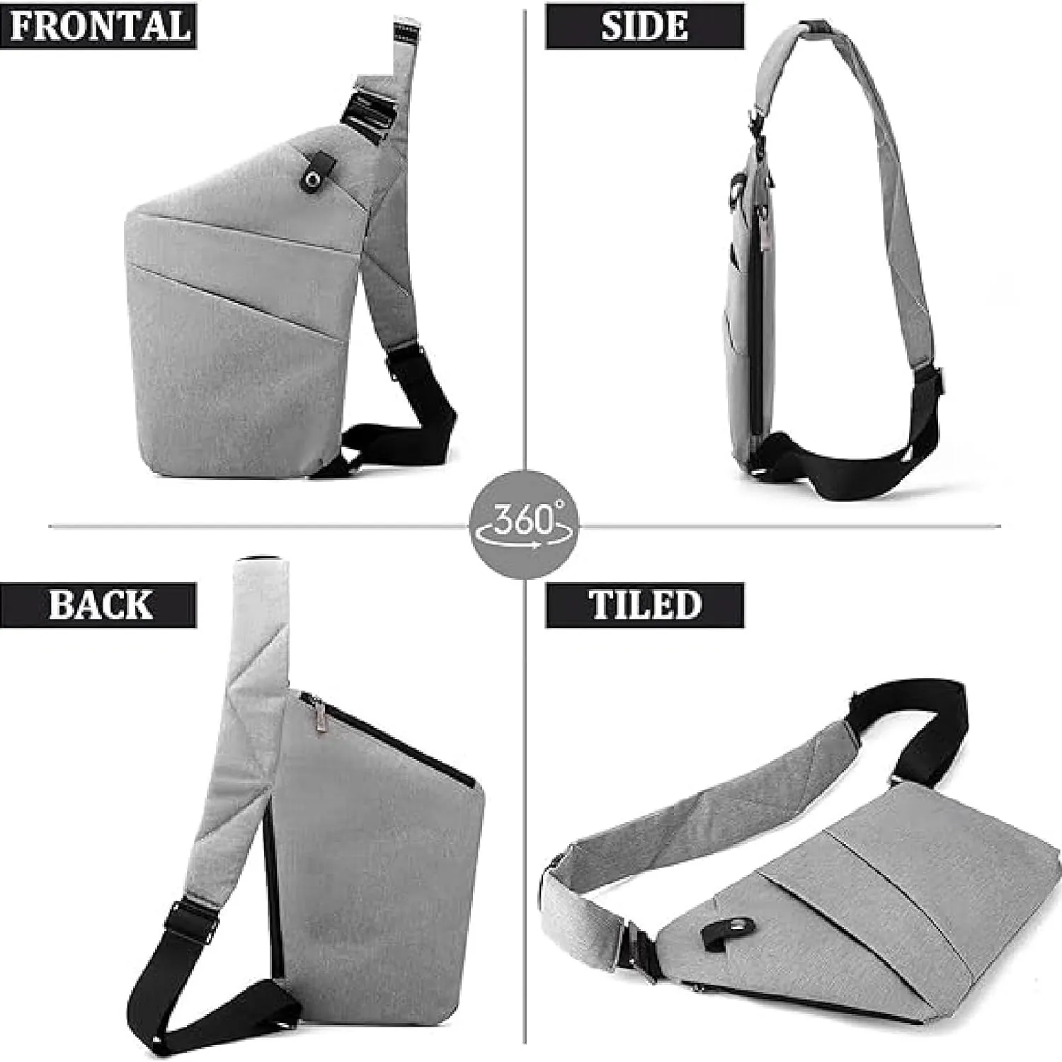 Sling Crossbody Bags Anti-Thief Slim Personal Chest Bags Waterproof Purse Handbag Backpack for Travel Camping,Blue,Right