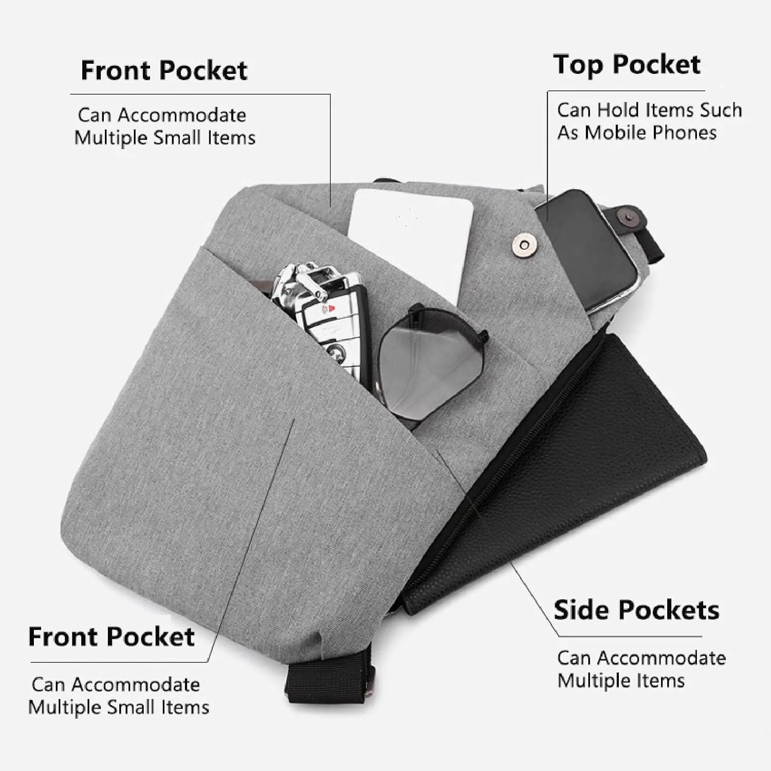 Sling Crossbody Bags Anti-Thief Slim Personal Chest Bags Waterproof Purse Handbag Backpack for Travel Camping,Blue,Right