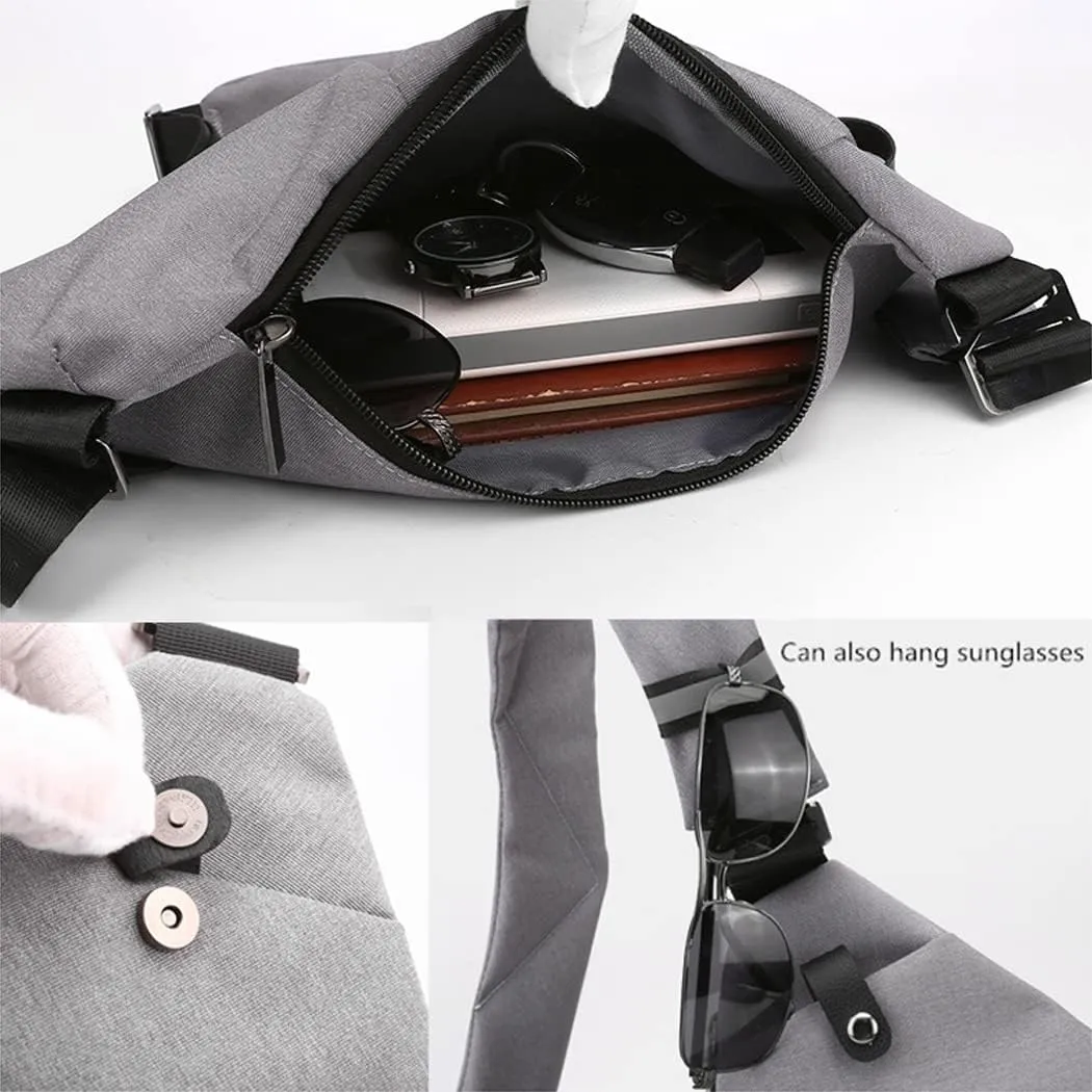 Sling Crossbody Bags Anti-thief Slim Personal Flex Bag Safe Purse Bags for Women Men Waterproof (Black, Right)