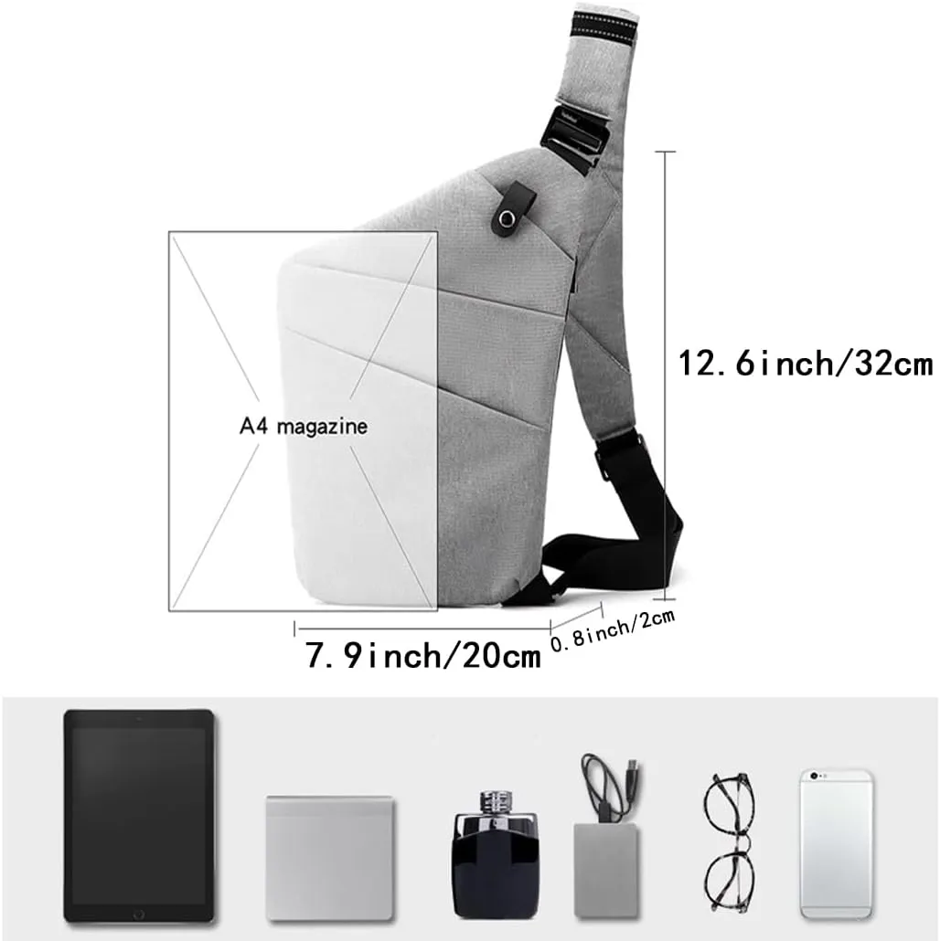 Sling Crossbody Bags Anti-thief Slim Personal Flex Bag Safe Purse Bags for Women Men Waterproof (Black, Right)